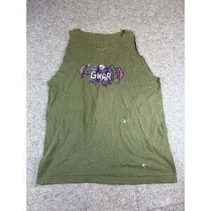 Vintage 90s Gwar Graphic Band Tee Mens Medium Navy Green Casual Streetwear Shirt